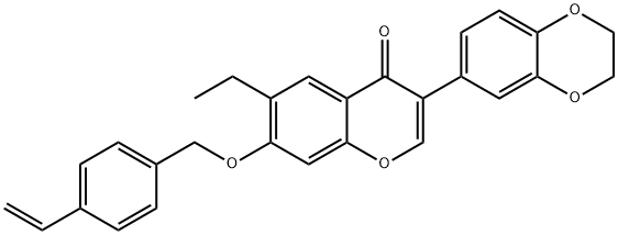 3-(2,3-dihydro-1,4-benzodioxin-6-yl)-6-ethyl-7-[(4-vinylbenzyl)oxy]-4H-chromen-4-one,610751-82-1,结构式