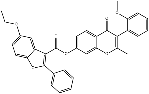 3-(2-methoxyphenyl)-2-methyl-4-oxo-4H-chromen-7-yl 5-ethoxy-2-phenyl-1-benzofuran-3-carboxylate 结构式