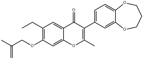 3-(3,4-dihydro-2H-1,5-benzodioxepin-7-yl)-6-ethyl-2-methyl-7-[(2-methyl-2-propenyl)oxy]-4H-chromen-4-one,610762-35-1,结构式