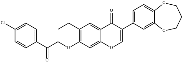 7-[2-(4-chlorophenyl)-2-oxoethoxy]-3-(3,4-dihydro-2H-1,5-benzodioxepin-7-yl)-6-ethyl-4H-chromen-4-one Structure