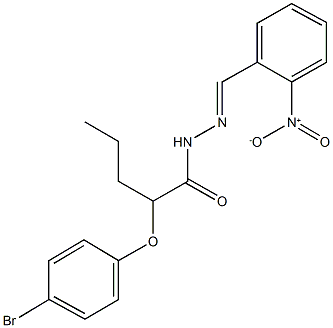 2-(4-bromophenoxy)-N'-{2-nitrobenzylidene}pentanohydrazide Struktur