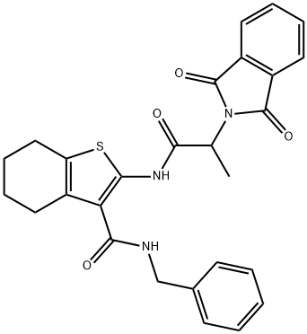 N-benzyl-2-{[2-(1,3-dioxo-1,3-dihydro-2H-isoindol-2-yl)propanoyl]amino}-4,5,6,7-tetrahydro-1-benzothiophene-3-carboxamide,611194-45-7,结构式