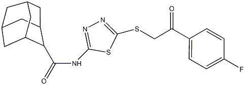 N-(5-{[2-(4-fluorophenyl)-2-oxoethyl]sulfanyl}-1,3,4-thiadiazol-2-yl)-2-adamantanecarboxamide Struktur