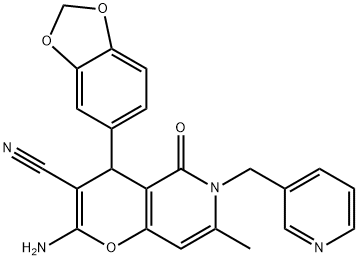 612049-21-5 2-amino-4-(1,3-benzodioxol-5-yl)-7-methyl-5-oxo-6-(3-pyridinylmethyl)-5,6-dihydro-4H-pyrano[3,2-c]pyridine-3-carbonitrile
