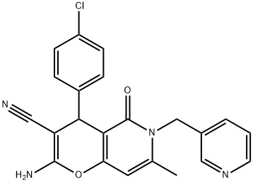 2-amino-4-(4-chlorophenyl)-7-methyl-5-oxo-6-(3-pyridinylmethyl)-5,6-dihydro-4H-pyrano[3,2-c]pyridine-3-carbonitrile Structure