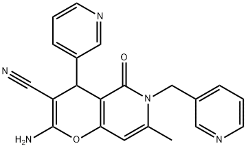 2-amino-7-methyl-5-oxo-4-(3-pyridinyl)-6-(3-pyridinylmethyl)-5,6-dihydro-4H-pyrano[3,2-c]pyridine-3-carbonitrile Structure