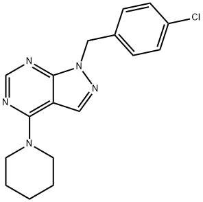 1-(4-chlorobenzyl)-4-(1-piperidinyl)-1H-pyrazolo[3,4-d]pyrimidine 结构式