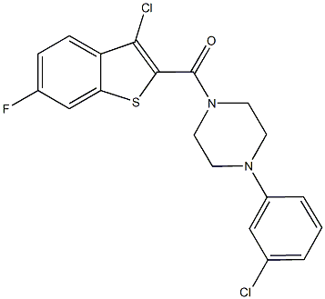 1-[(3-chloro-6-fluoro-1-benzothien-2-yl)carbonyl]-4-(3-chlorophenyl)piperazine 结构式