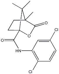 N-(2,5-dichlorophenyl)-4,7,7-trimethyl-3-oxo-2-oxabicyclo[2.2.1]heptane-1-carboxamide 化学構造式