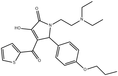 1-[2-(diethylamino)ethyl]-3-hydroxy-5-(4-propoxyphenyl)-4-(2-thienylcarbonyl)-1,5-dihydro-2H-pyrrol-2-one,615270-91-2,结构式
