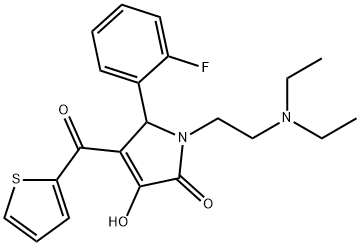 1-[2-(diethylamino)ethyl]-5-(2-fluorophenyl)-3-hydroxy-4-(2-thienylcarbonyl)-1,5-dihydro-2H-pyrrol-2-one,615272-07-6,结构式