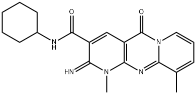 N-cyclohexyl-2-imino-1,10-dimethyl-5-oxo-1,5-dihydro-2H-dipyrido[1,2-a:2,3-d]pyrimidine-3-carboxamide Struktur