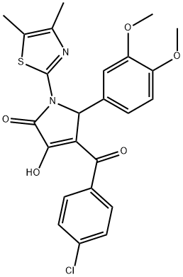 4-(4-chlorobenzoyl)-5-(3,4-dimethoxyphenyl)-1-(4,5-dimethyl-1,3-thiazol-2-yl)-3-hydroxy-1,5-dihydro-2H-pyrrol-2-one 结构式