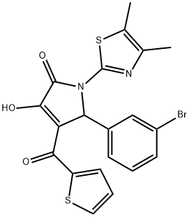 5-(3-bromophenyl)-1-(4,5-dimethyl-1,3-thiazol-2-yl)-3-hydroxy-4-(2-thienylcarbonyl)-1,5-dihydro-2H-pyrrol-2-one,615274-93-6,结构式