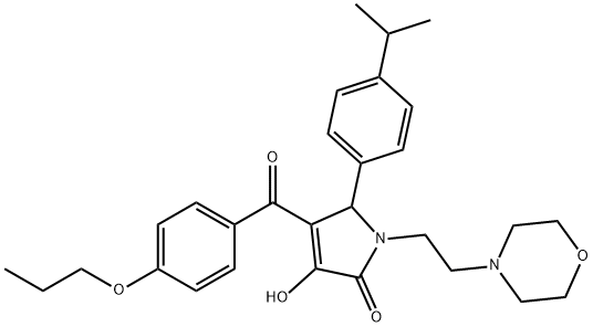 3-hydroxy-5-(4-isopropylphenyl)-1-[2-(4-morpholinyl)ethyl]-4-(4-propoxybenzoyl)-1,5-dihydro-2H-pyrrol-2-one 化学構造式