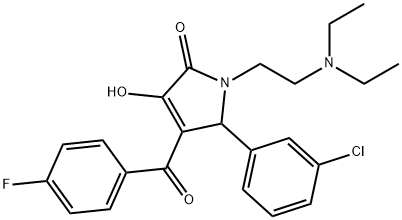 5-(3-chlorophenyl)-1-[2-(diethylamino)ethyl]-4-(4-fluorobenzoyl)-3-hydroxy-1,5-dihydro-2H-pyrrol-2-one 化学構造式