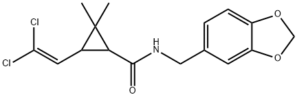 N-(1,3-benzodioxol-5-ylmethyl)-3-(2,2-dichlorovinyl)-2,2-dimethylcyclopropanecarboxamide Structure