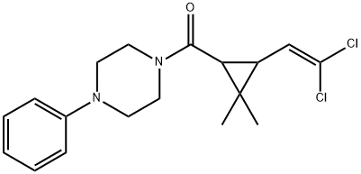 1-{[3-(2,2-dichlorovinyl)-2,2-dimethylcyclopropyl]carbonyl}-4-phenylpiperazine Struktur