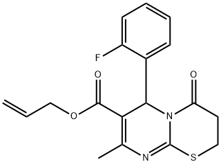 allyl 6-(2-fluorophenyl)-8-methyl-4-oxo-3,4-dihydro-2H,6H-pyrimido[2,1-b][1,3]thiazine-7-carboxylate,616213-88-8,结构式