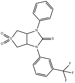 1-phenyl-3-[3-(trifluoromethyl)phenyl]tetrahydro-1H-thieno[3,4-d]imidazole-2(3H)-thione 5,5-dioxide Structure