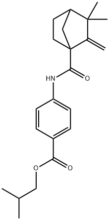 isobutyl4-{[(3,3-dimethyl-2-methylenebicyclo[2.2.1]hept-1-yl)carbonyl]amino}benzoate Structure