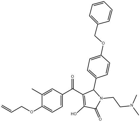 4-[4-(allyloxy)-3-methylbenzoyl]-5-[4-(benzyloxy)phenyl]-1-[2-(dimethylamino)ethyl]-3-hydroxy-1,5-dihydro-2H-pyrrol-2-one Struktur