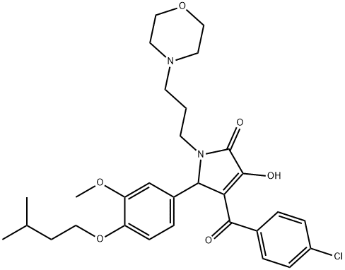 4-(4-chlorobenzoyl)-3-hydroxy-5-[4-(isopentyloxy)-3-methoxyphenyl]-1-[3-(4-morpholinyl)propyl]-1,5-dihydro-2H-pyrrol-2-one 结构式