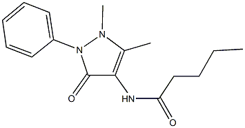 N-(1,5-dimethyl-3-oxo-2-phenyl-2,3-dihydro-1H-pyrazol-4-yl)pentanamide Struktur