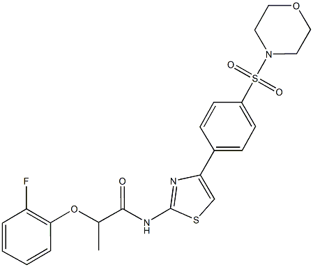 2-(2-fluorophenoxy)-N-{4-[4-(4-morpholinylsulfonyl)phenyl]-1,3-thiazol-2-yl}propanamide 结构式