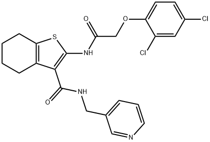 2-{[(2,4-dichlorophenoxy)acetyl]amino}-N-(3-pyridinylmethyl)-4,5,6,7-tetrahydro-1-benzothiophene-3-carboxamide 化学構造式