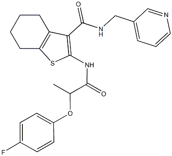 2-{[2-(4-fluorophenoxy)propanoyl]amino}-N-(3-pyridinylmethyl)-4,5,6,7-tetrahydro-1-benzothiophene-3-carboxamide,617681-14-8,结构式