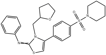 N-phenyl-N-(4-[4-(1-piperidinylsulfonyl)phenyl]-3-(tetrahydro-2-furanylmethyl)-1,3-thiazol-2(3H)-ylidene)amine 化学構造式