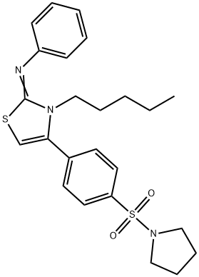 N-(3-pentyl-4-[4-(1-pyrrolidinylsulfonyl)phenyl]-1,3-thiazol-2(3H)-ylidene)-N-phenylamine 结构式