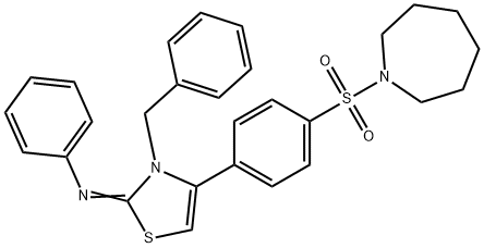 N-(4-[4-(1-azepanylsulfonyl)phenyl]-3-benzyl-1,3-thiazol-2(3H)-ylidene)-N-phenylamine,618061-32-8,结构式