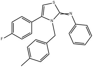 N-(4-(4-fluorophenyl)-3-(4-methylbenzyl)-1,3-thiazol-2(3H)-ylidene)-N-phenylamine,618062-08-1,结构式