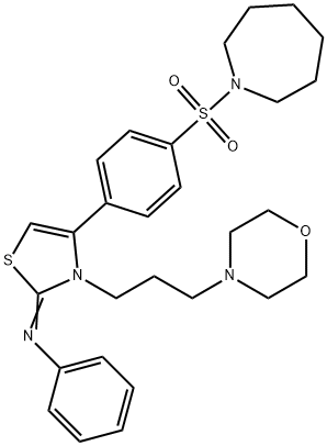 N-(4-[4-(1-azepanylsulfonyl)phenyl]-3-[3-(4-morpholinyl)propyl]-1,3-thiazol-2(3H)-ylidene)-N-phenylamine Structure