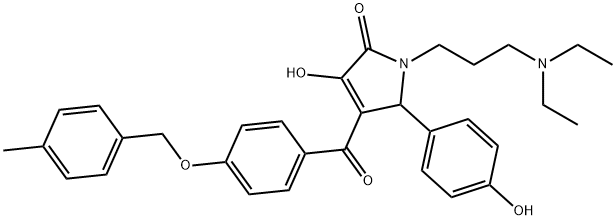 1-[3-(diethylamino)propyl]-3-hydroxy-5-(4-hydroxyphenyl)-4-{4-[(4-methylbenzyl)oxy]benzoyl}-1,5-dihydro-2H-pyrrol-2-one,618079-14-4,结构式