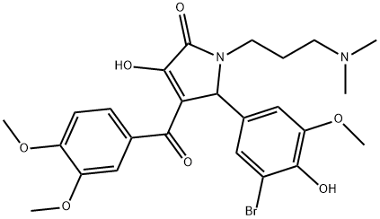 5-(3-bromo-4-hydroxy-5-methoxyphenyl)-4-(3,4-dimethoxybenzoyl)-1-[3-(dimethylamino)propyl]-3-hydroxy-1,5-dihydro-2H-pyrrol-2-one Structure