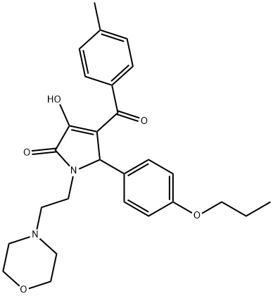 3-hydroxy-4-(4-methylbenzoyl)-1-[2-(4-morpholinyl)ethyl]-5-(4-propoxyphenyl)-1,5-dihydro-2H-pyrrol-2-one 化学構造式