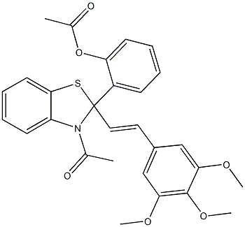 2-{3-acetyl-2-[2-(3,4,5-trimethoxyphenyl)vinyl]-2,3-dihydro-1,3-benzothiazol-2-yl}phenyl acetate Struktur