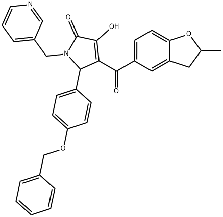 5-[4-(benzyloxy)phenyl]-3-hydroxy-4-[(2-methyl-2,3-dihydro-1-benzofuran-5-yl)carbonyl]-1-(3-pyridinylmethyl)-1,5-dihydro-2H-pyrrol-2-one Struktur