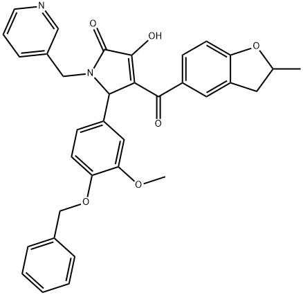 5-[4-(benzyloxy)-3-methoxyphenyl]-3-hydroxy-4-[(2-methyl-2,3-dihydro-1-benzofuran-5-yl)carbonyl]-1-(3-pyridinylmethyl)-1,5-dihydro-2H-pyrrol-2-one Structure
