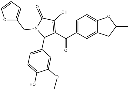 1-(2-furylmethyl)-3-hydroxy-5-(4-hydroxy-3-methoxyphenyl)-4-[(2-methyl-2,3-dihydro-1-benzofuran-5-yl)carbonyl]-1,5-dihydro-2H-pyrrol-2-one Structure