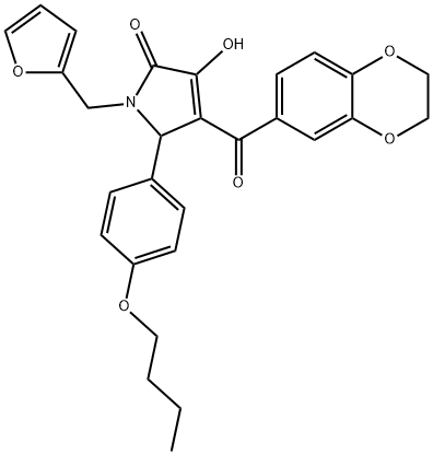 5-(4-butoxyphenyl)-4-(2,3-dihydro-1,4-benzodioxin-6-ylcarbonyl)-1-(2-furylmethyl)-3-hydroxy-1,5-dihydro-2H-pyrrol-2-one Structure