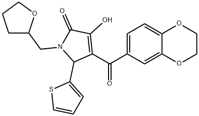 4-(2,3-dihydro-1,4-benzodioxin-6-ylcarbonyl)-3-hydroxy-1-(tetrahydro-2-furanylmethyl)-5-(2-thienyl)-1,5-dihydro-2H-pyrrol-2-one Structure