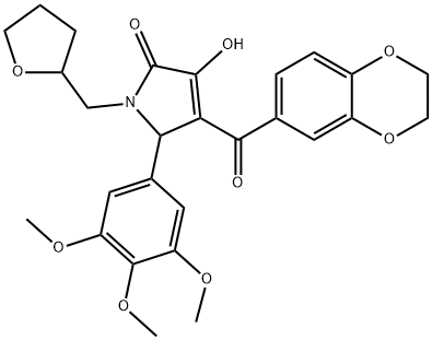 4-(2,3-dihydro-1,4-benzodioxin-6-ylcarbonyl)-3-hydroxy-1-(tetrahydro-2-furanylmethyl)-5-(3,4,5-trimethoxyphenyl)-1,5-dihydro-2H-pyrrol-2-one Structure