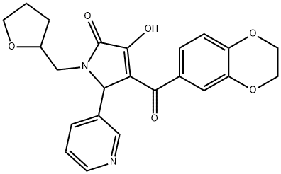 4-(2,3-dihydro-1,4-benzodioxin-6-ylcarbonyl)-3-hydroxy-5-(3-pyridinyl)-1-(tetrahydro-2-furanylmethyl)-1,5-dihydro-2H-pyrrol-2-one Structure