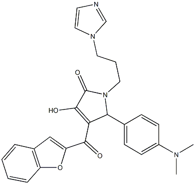 4-(1-benzofuran-2-ylcarbonyl)-5-[4-(dimethylamino)phenyl]-3-hydroxy-1-[3-(1H-imidazol-1-yl)propyl]-1,5-dihydro-2H-pyrrol-2-one 化学構造式