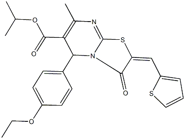 isopropyl 5-(4-ethoxyphenyl)-7-methyl-3-oxo-2-(thien-2-ylmethylene)-2,3-dihydro-5H-[1,3]thiazolo[3,2-a]pyrimidine-6-carboxylate,618371-54-3,结构式