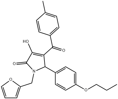 1-(2-furylmethyl)-3-hydroxy-4-(4-methylbenzoyl)-5-(4-propoxyphenyl)-1,5-dihydro-2H-pyrrol-2-one Struktur